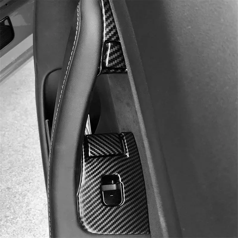 

For Tesla Model 3 Interior Door Lock Switch Button Cover Trim Sticker 2018 2019