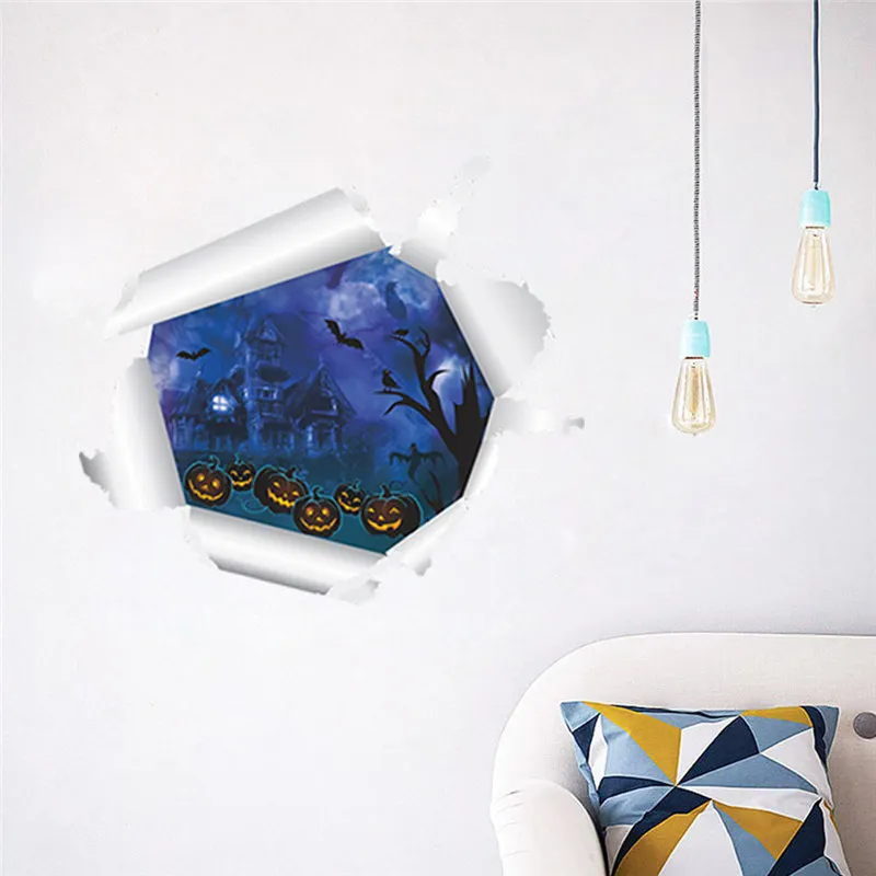 

3d наклейки на стену с изображением тыквы и фонаря на Хэллоуин