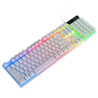 104 keys led backlit usb gaming keyboard game mechanical feel keyboard gamer ergonomic wire keyboard folding foot support