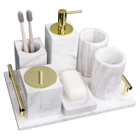 marble bathroom accessories set soap dispensersdishes toothbrush holder gargle cups tissue cotton swab box tray wedding gifts