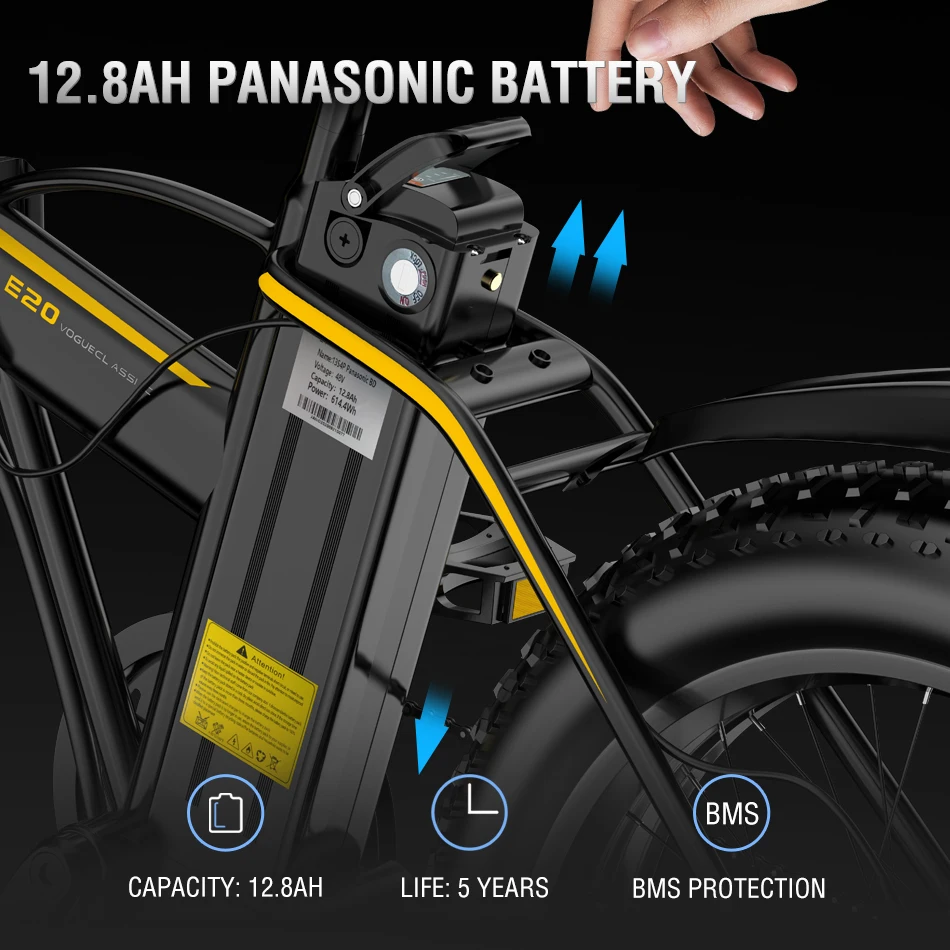 Verkaufen E20 Kostenloser Steuer 48V 1000W Elektrische Fahrrad 12,8 Ah Panasonic Batterie Gefaltet Elektrische Biycle Fett Bike E Bike Elektronische Fahrräder Bicicleta
