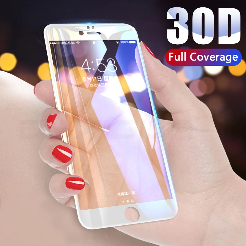 30D защитное стекло с закругленными краями для iPhone 7 8 6 6s Plus, закаленное защитное стекло для iPhone 11 Pro XR X XS Max