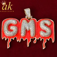 custom name necklace for men dripping letter red color oil hip hop rock street jewelry