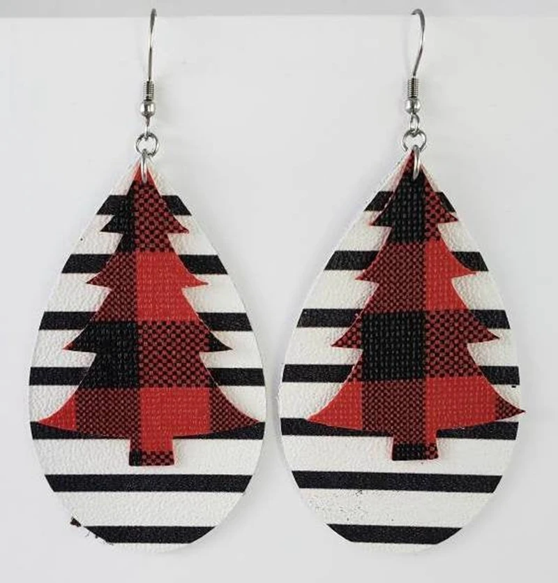 Новинка 2019 двухслойные блестящие серьги из искусственной кожи на рождественскую