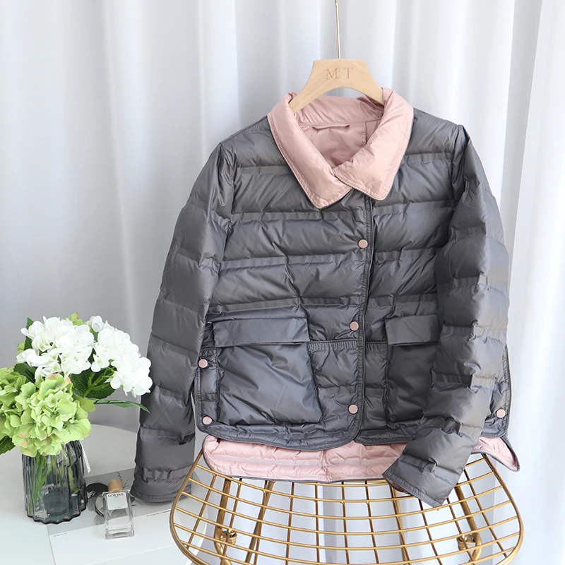 Куртка женская короткая на белом утином пуху с перьями 2022 | Женская одежда