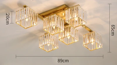 Golden 6 light Хрустальный светильник в скандинавском стиле для гостиной, спальни, столовой, светильник, атмосферный бытовой потолочный светильник, современный квадратный хрустальный потолочный светильник - Цвет корпуса: Golden 6 light