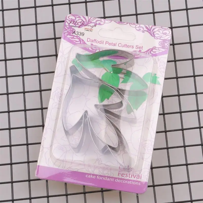 

3PCS Peony Flower Leaves Cake Mold Cookie Cutter Mold Stainless Steel Cookie Cutter Set Kitchen Bakeware baking Cake Tools