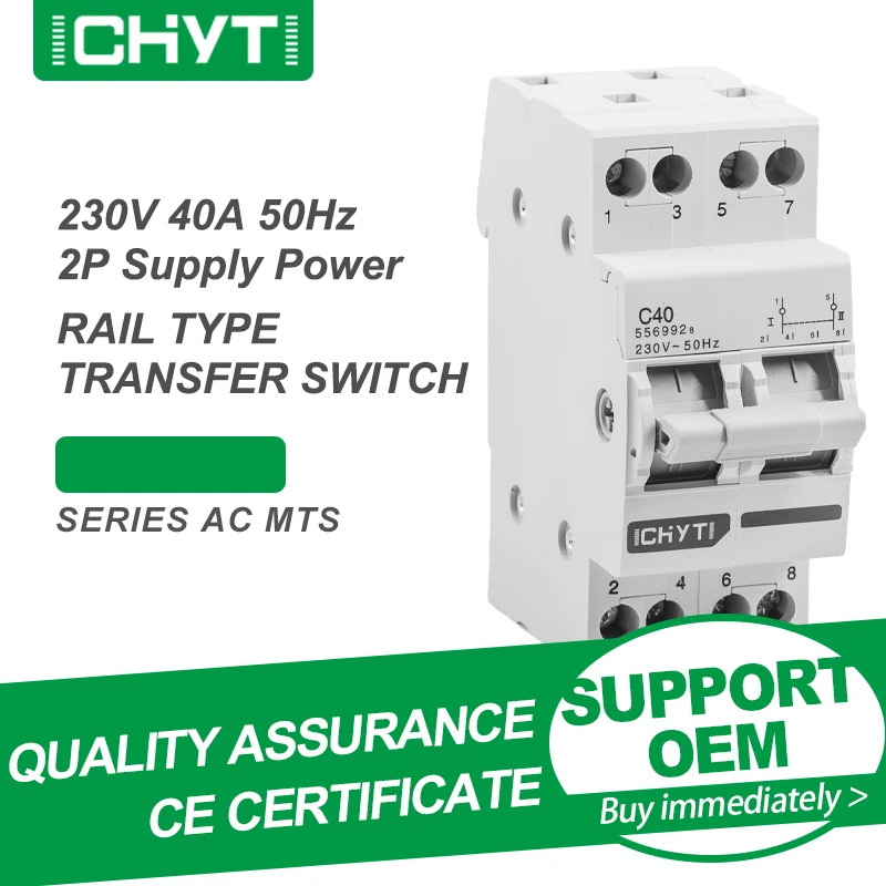 

Free Shipping CHYT 2P 4P Din Rail AC 230V 400V 40A 63A Dual Power Manual Transfer Switch Interlock Circuit Breaker Rail Type MTS