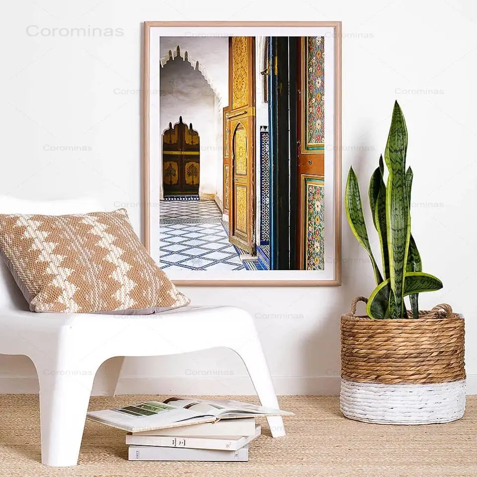 

Morocco Bahia Palace Black White Wall Art Canvas Painting Nordic Posters And Prints Landscape Wall Pictures For Living Room Deco