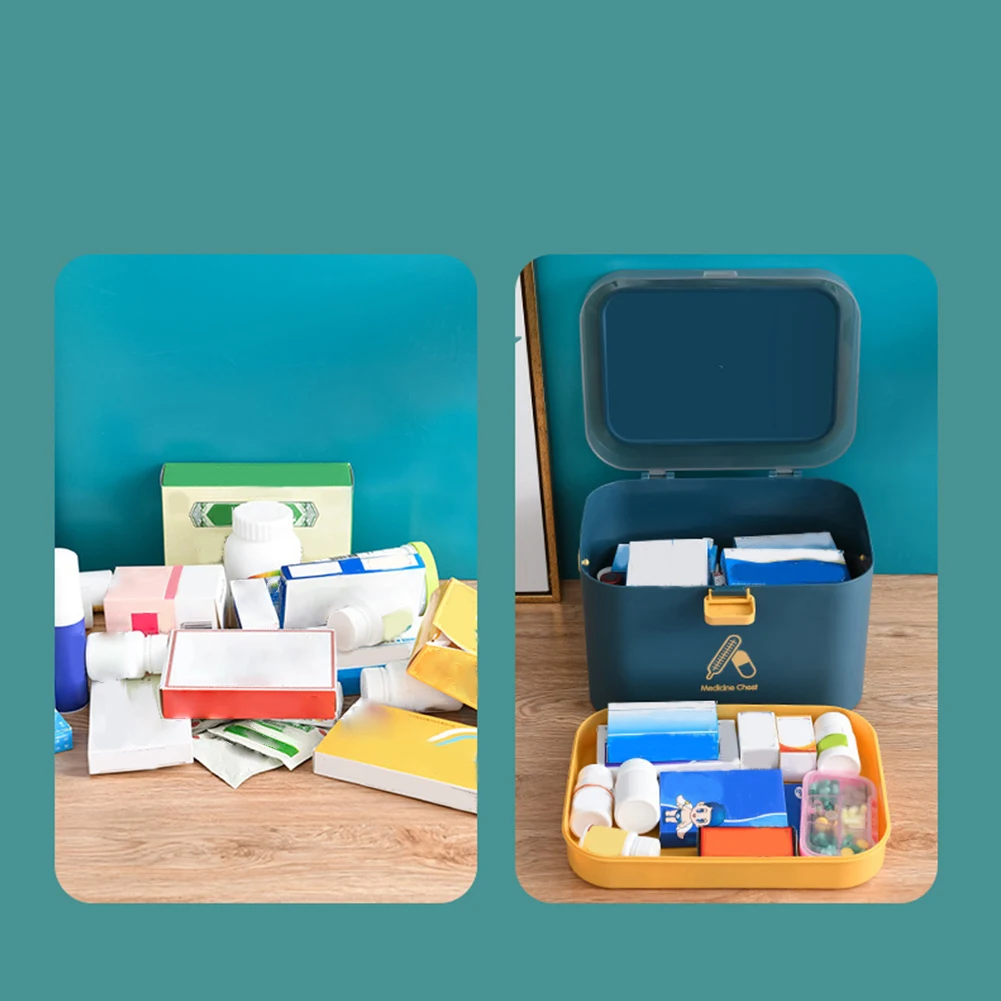 Бытовой пластиковый контейнер для лекарств портативный большой оказания первой