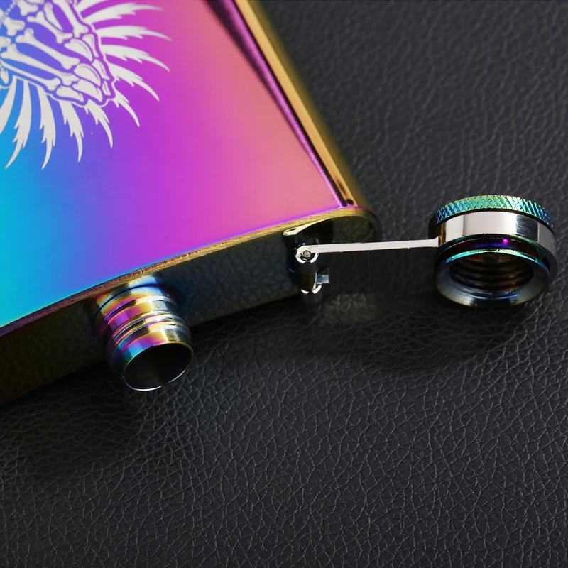 Металлическая фляжка 8 унций с радужными цветами из нержавеющей стали флакон для