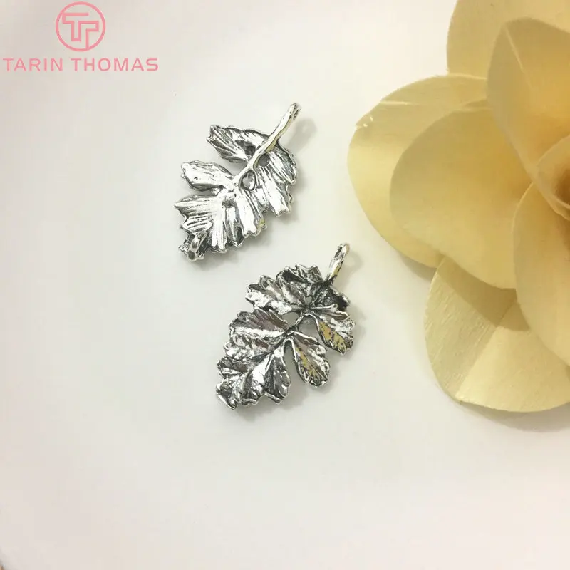 Подвески в виде листьев из цинкового сплава 31*18 мм 6 шт. подвески с отверстием для