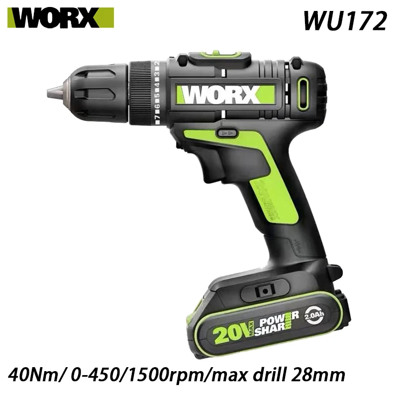 

Шуруповерт WORX аккумуляторный, 20 в, 40 нм, с 2 батареями и 1 зарядным устройством