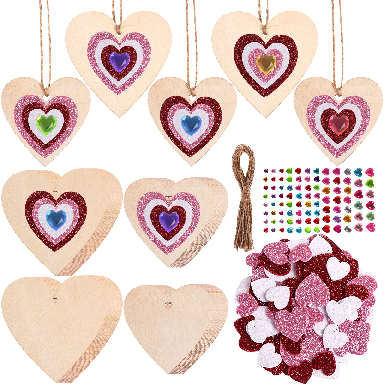 

70 шт., деревянные наклейки в форме сердца