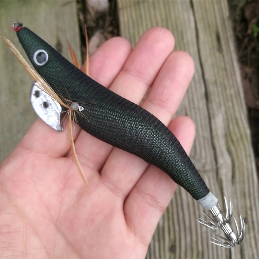1Pcs Shrimp Wood Bait Fake Fishing lure 2.5# 3.0# 3.5# Squid Jig Hook Hard Wobbler Artificial jigging Lure Octopus | Спорт и