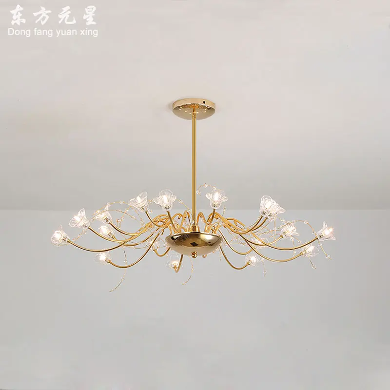 Светодиодная люстра G4 в скандинавском стиле романтическая золотистая