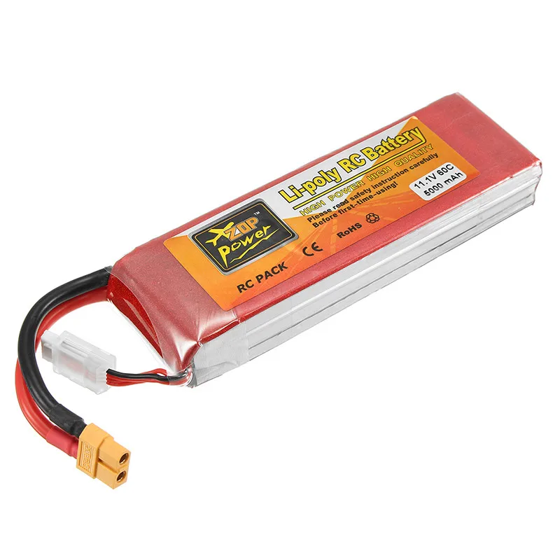 

ZOP Power 11.1V 5000mAh 3S 60C XT60 Plug Connector Rechargeable Lipo Battery For FPV Racing Drone RC Model Quadcopter Spare Part