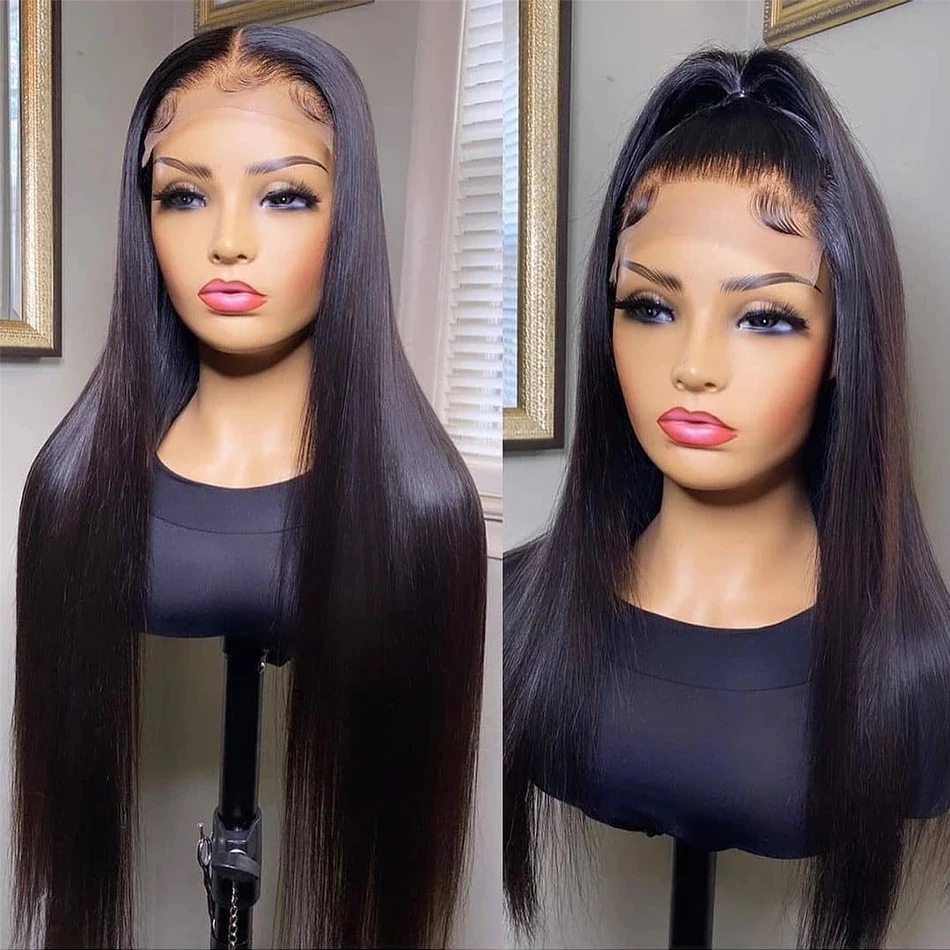

Straight Wig Black 150% Density Synthetic Hair Lace Front Wig Middle Part Heat Resistant Fiber Wigs For Black Women