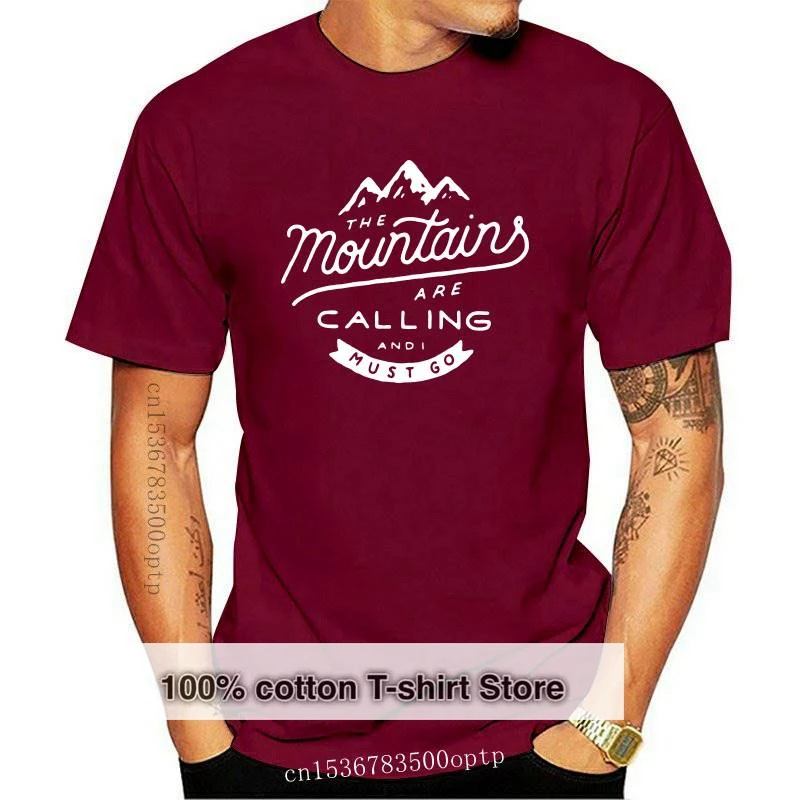 

New Hipster The Mountains Are Calling T-Shirt Men Fashion Brand Cotton Tops T Shirt Climbing Hiking Stay Wild Men Tshirts