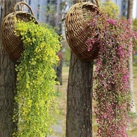 5 prong length 82cm golden bell willow artificial fake flower vine plant home wall decoration indoor outdoor hanging decor plant
