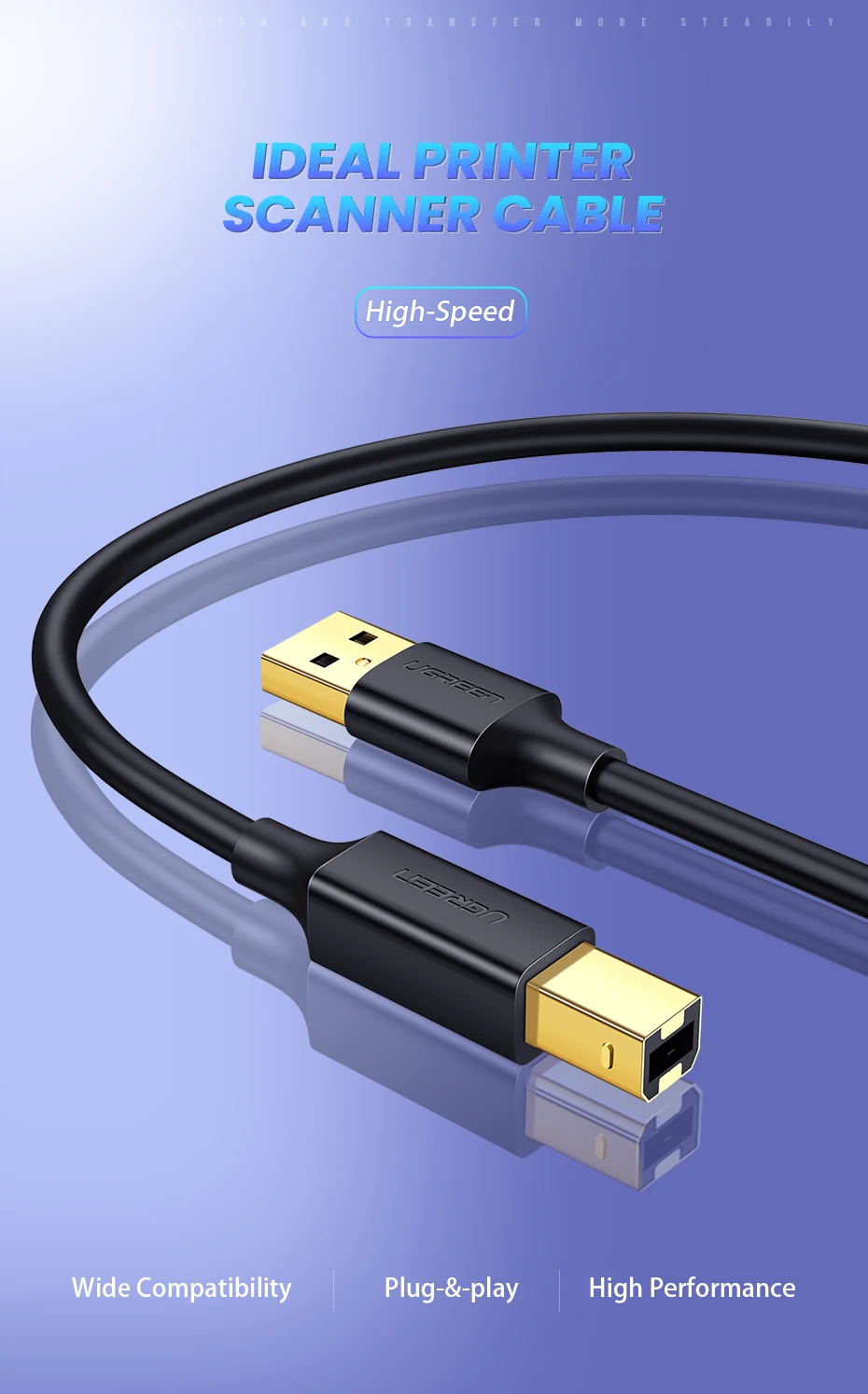 Ugreen USB кабель USB для принтера Тип B папа-папа USB 3,0 2,0 кабель для Canon Epson hp ZJiang принтер этикеток ЦАП USB принтер