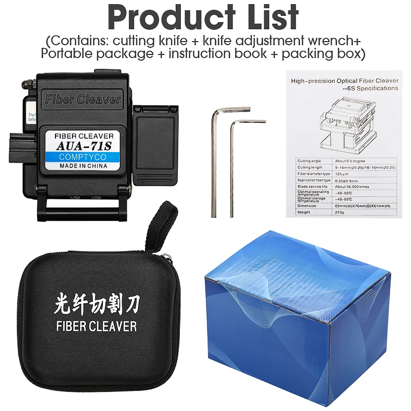 COMPTYCO AUA-71S High Precision Fiber Cleaver FTTT Fiber Cable Cutting Tools Fiber Cutter 16 Surface Blade With Waste Fiber Box