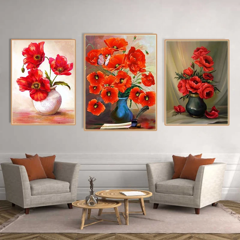 Diy Алмазная картина Poppy цветок вышивка крестиком квадратная иллюстрация полный