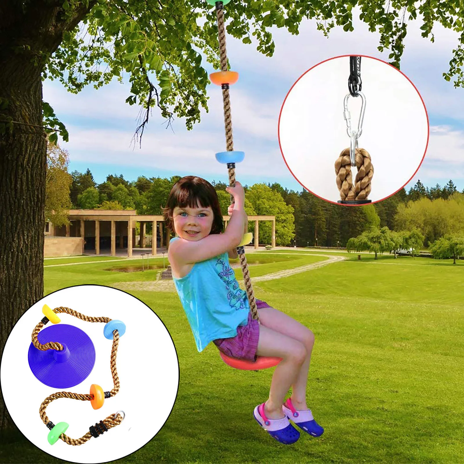 12'' Climbing Rope With Platform &amp Disc Tree Swing Seat Set Fun For Kids Outdoor Playground Hanging Play Entertainment Activity |