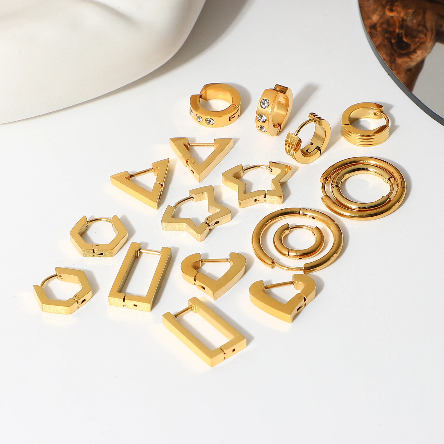 Женские серьги-кольца из нержавеющей стали водонепроницаемые Модные золотистые