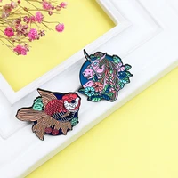 xedz goldfish unicorn enamel brooch for women fashion cartoon flower animal badges punk clothing lapel pins jewelry friend gift