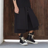 2021 men japan kimono loose wide leg pant fashion casual skirt trousers male streetwear hip hop punk harem pants