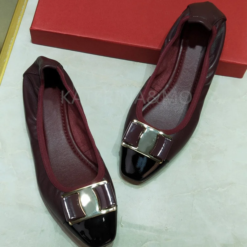 

Женские туфли без задника, эластичные туфли на плоской подошве, украшенные бантом, Нескользящие, из натуральной кожи, весна-осень