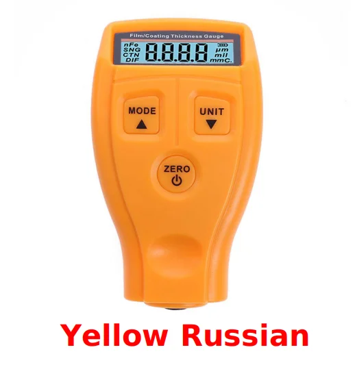 Yellow Russian GM200 толщиномер для нанесения покрытия, измеритель толщины, измеритель толщины лаковой пленки для черных металлов, измеритель толщины краски для автомобиля - Цвет: Yellow Russian