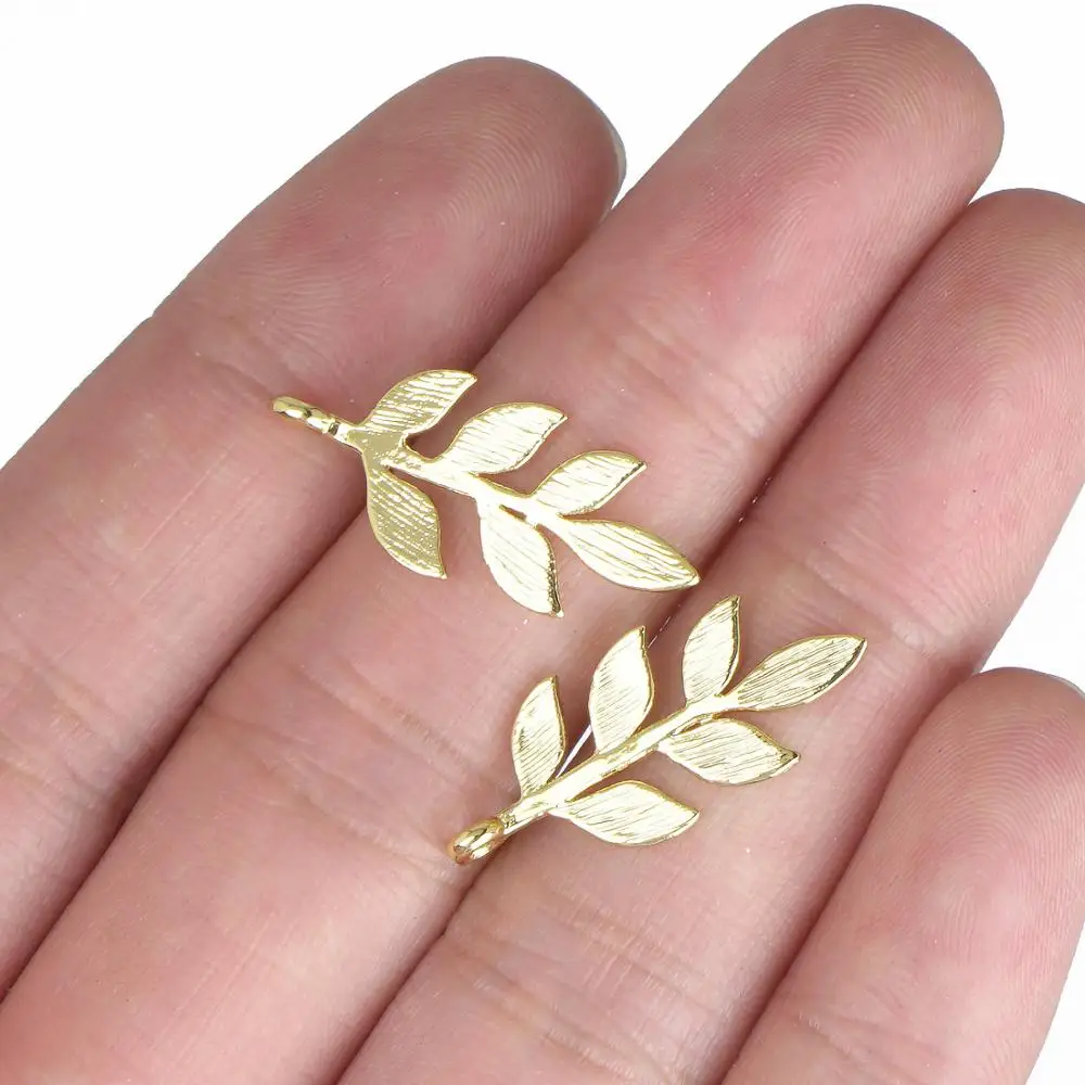 

18K Real Gold Plated 15*11mm Leaf Brass Charm Pendants Necklace Earring Charm 1 Piece 10331304