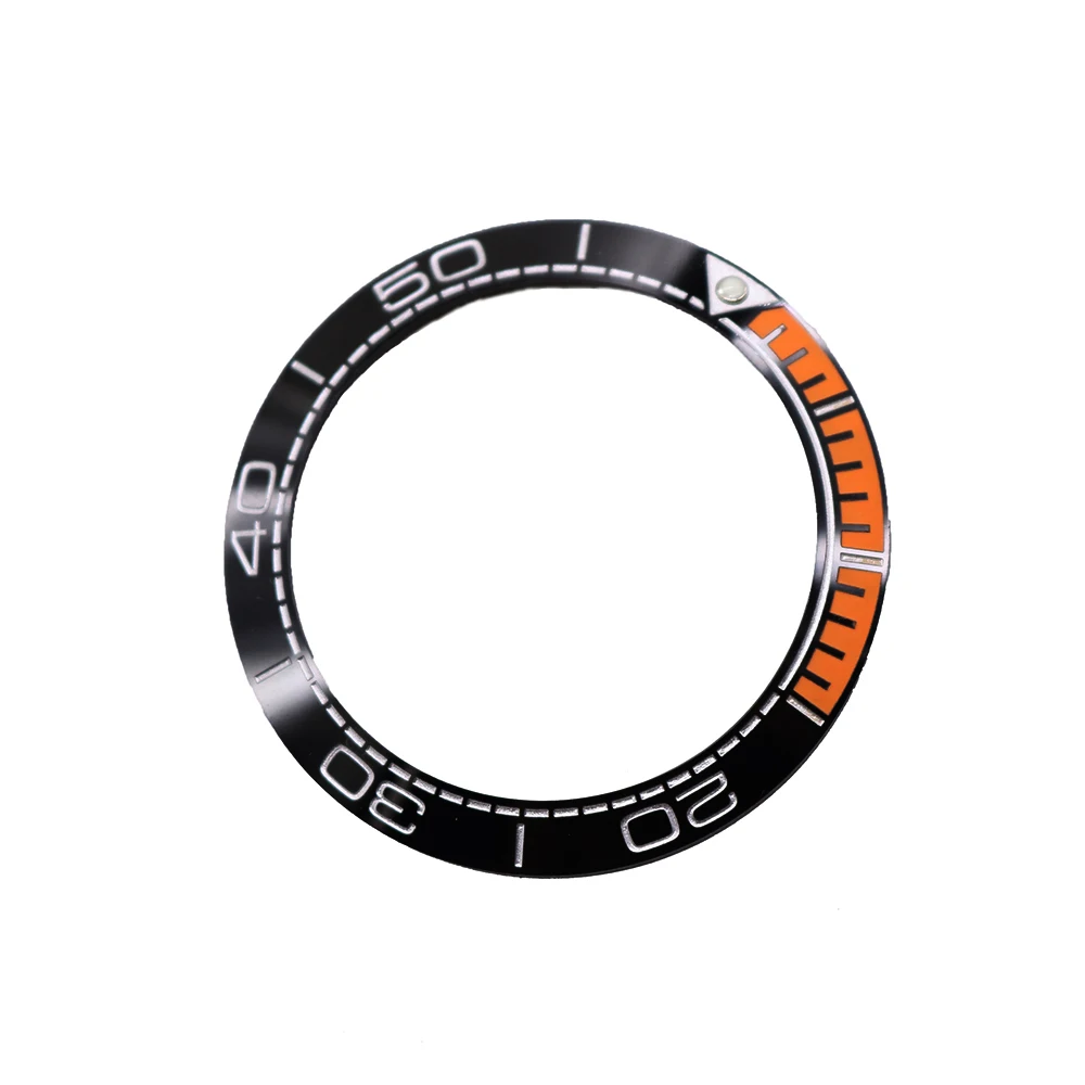 Rolamy TOP Watch Bezel Ceramic Black Orange Silver Writing 41.5mm outside For Omega SEAMASTER PLANET OCEAN 600M COLLECTION