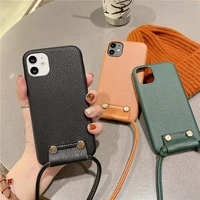 crossbody shoulder strap lanyard phone case for iphone 13 12 11pro max 11 xr x xs max 7 8 plus se women leather case cover