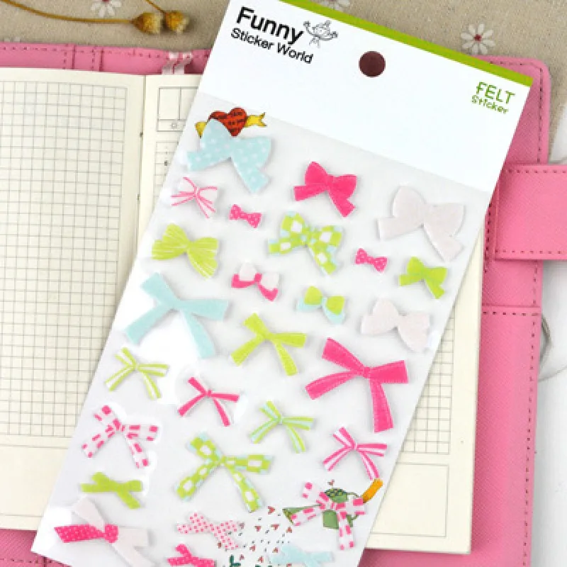 Цветной милый нетканый стикер для галстука-бабочки порезные войлочные наклейки