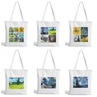 Женская Холщовая Сумка-тоут Van Gogh, смешная вместительная сумочка на плечо с графическим принтом, шоппер в стиле Харадзюку