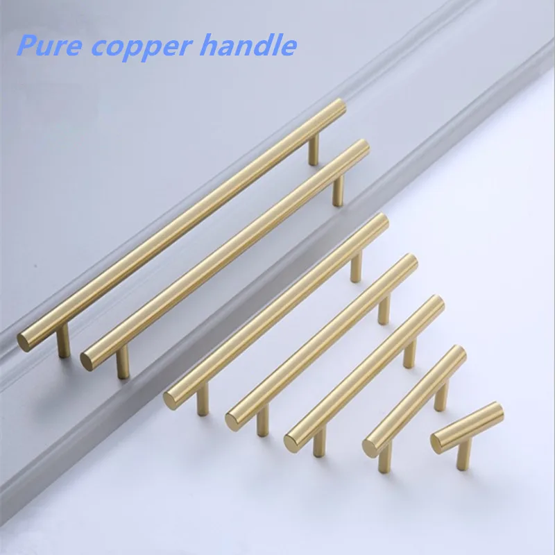 

Black Golden Cupboard Handle Pure Copper Kitchen Cabinet Door Knob Furniture Drawer Pull Hardware Pulls Bar Handle