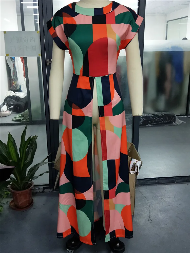 Colorblock Geo Print щелевая необычная блузка Осенняя женская элегантная винтажная длинная рубашка Женский Асимметричный Повседневный Топ