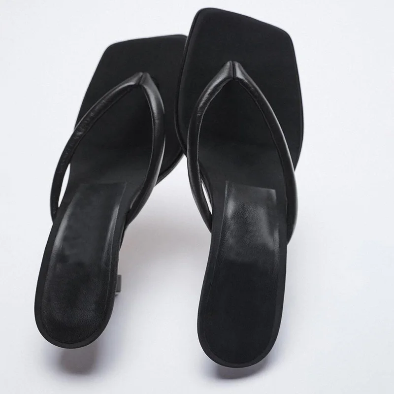 

2021 Summer New Style Square Toe Purple High-Heeled Stiletto Flip-Flops Ladies Slippers Casual Outdoor Sandals Slippers Women