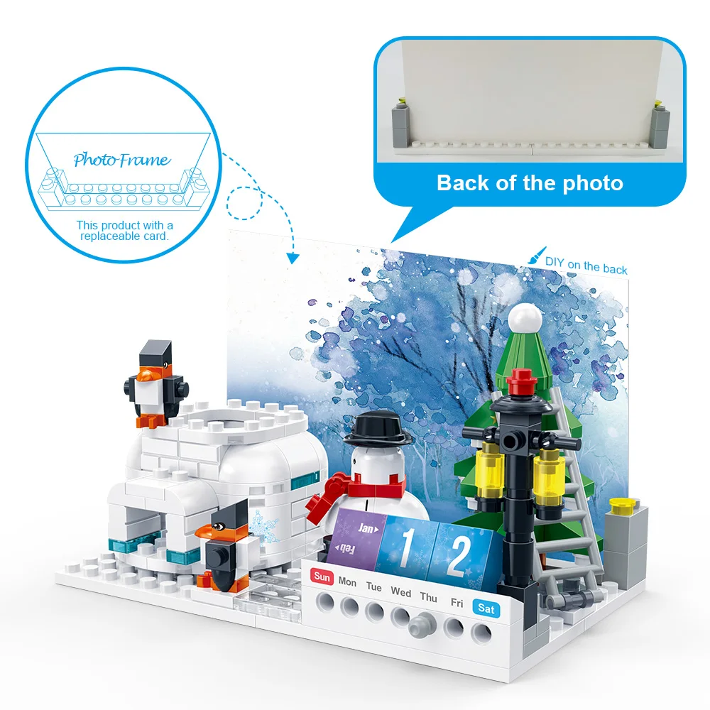 banbao four seasons winter pencil vase photo frame phone holder building blocks office tools for valentines christmas gifts free global shipping