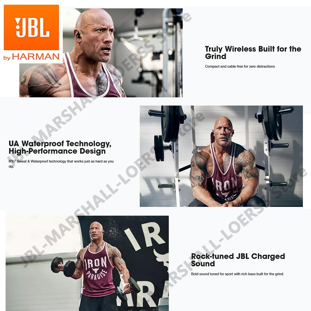 JBL мкА Project Rock True беспроводные bluetooth наушники оригинальные игровые стерео IPX7 с