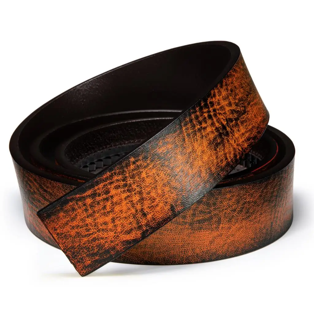 

Alloy Automatic Buckles Mens Belts for Man Tan Brown Genuine Leather Men Belt Ratchet Waistband Formal Leisure for Male Dad Son