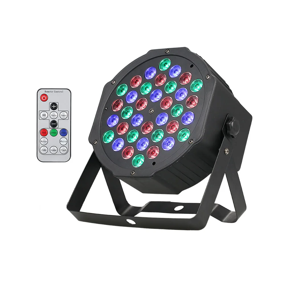 With Remote 36 светодиодный RGB 3в1 сценический светильник s мини плоский светильник DMX 512 Звуковое управление DJ проектор Точечный светильник эффект для KTV Семейная свадьба - Цвет: With Remote