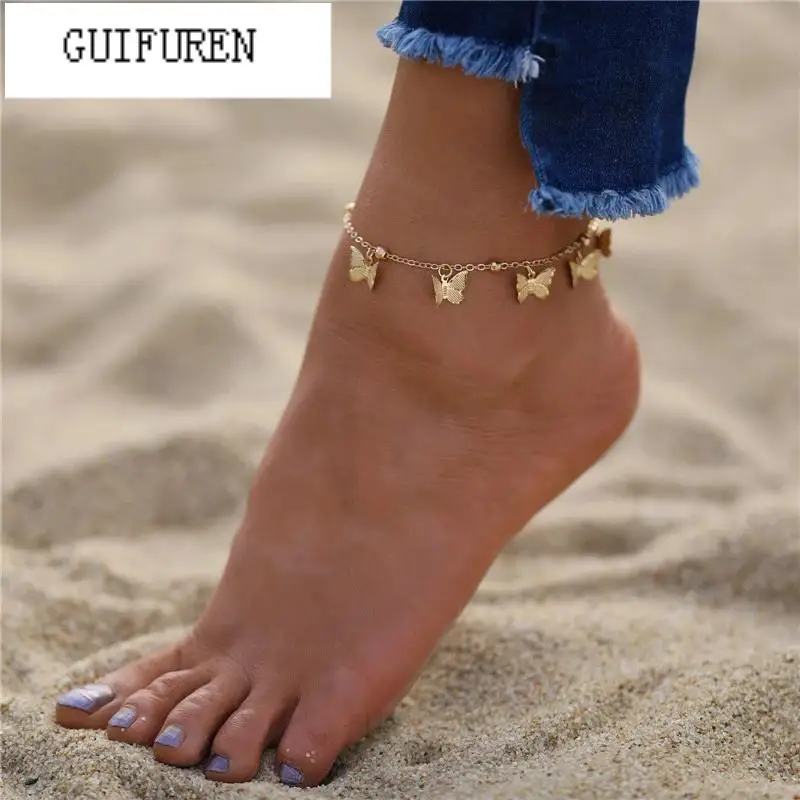 

Bohemian Gold Butterfly Chain Anklets For Wom Girls Foot Jewelry Summer Beach Barefoot Bracelet Ankle On Leg Bohemian Jewelry