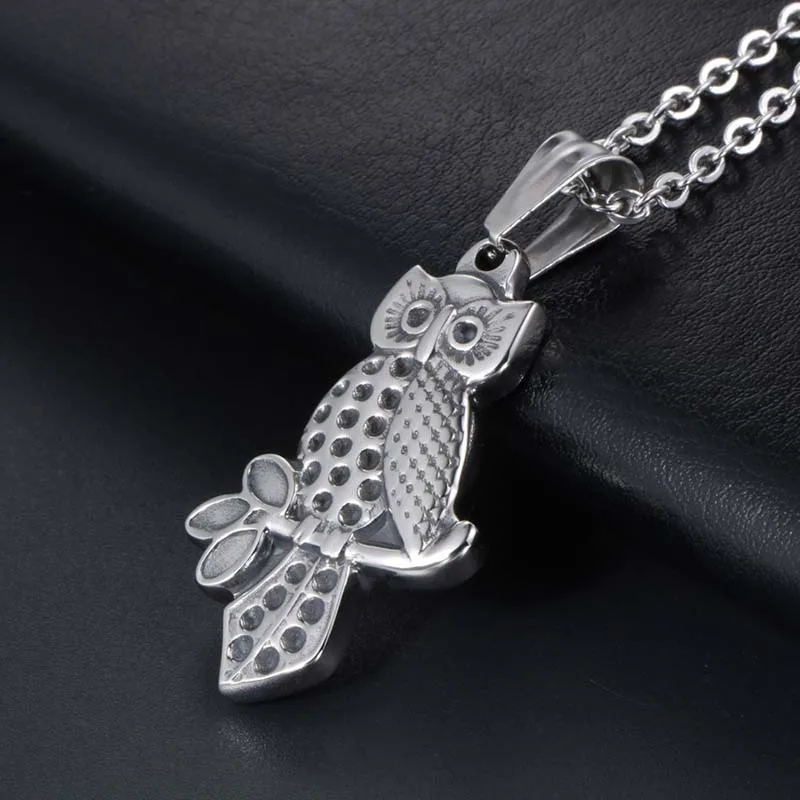 Ожерелье Hemiston в стиле ретро с кулоном виде совы из титановой стали мужское