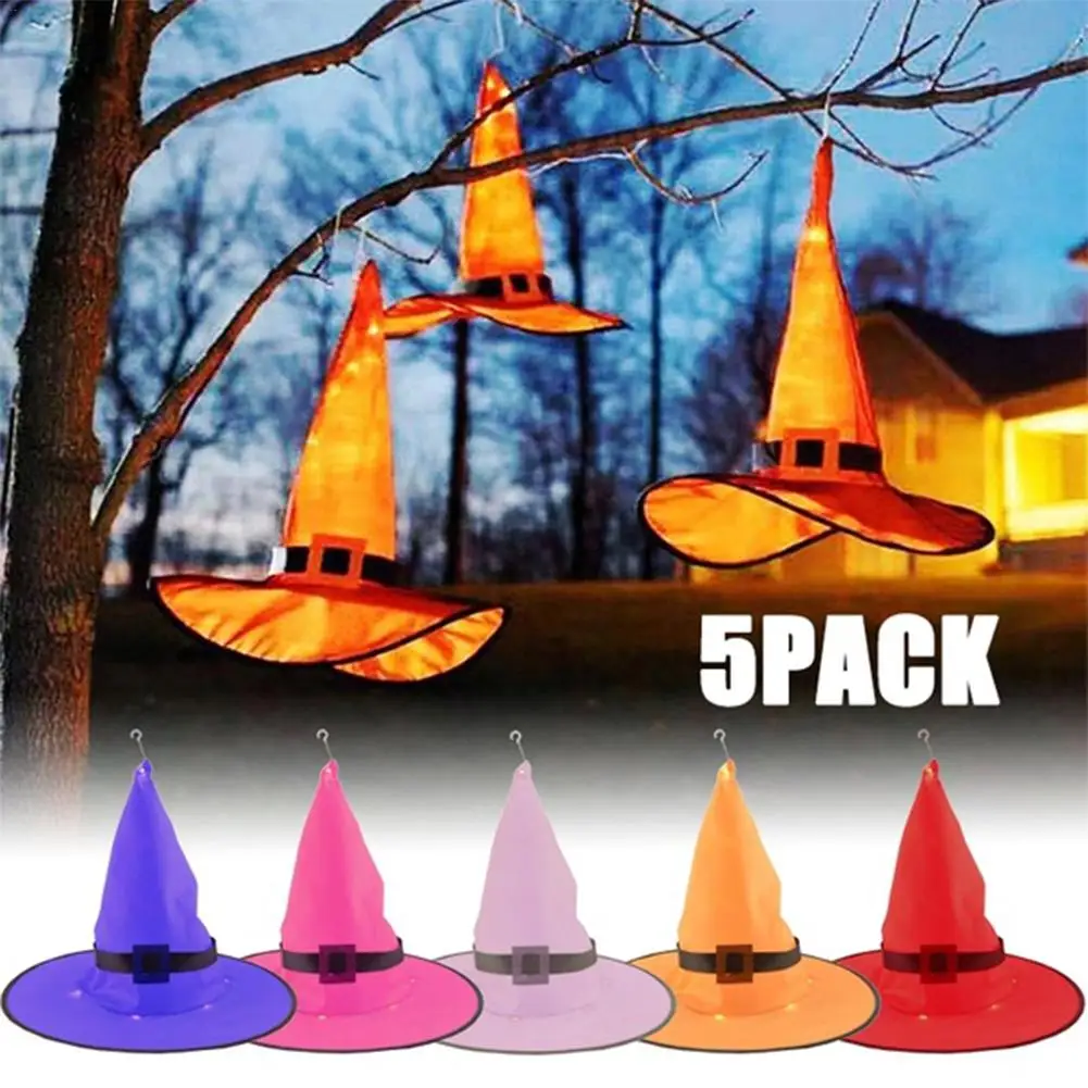 5 шт./компл. украшение на Хэллоуин наружные подвесные светящиеся колпачки ведьмы