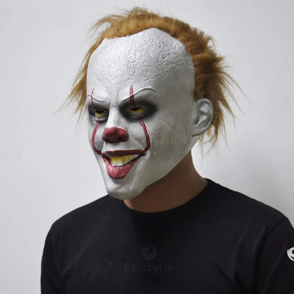 as picture 1 Маска клоуна Stephen King's It Pennywise Косплей Хэллоуин Ужасы шутливые маски вечерние латексный костюм реквизит - Цвет: as picture 1
