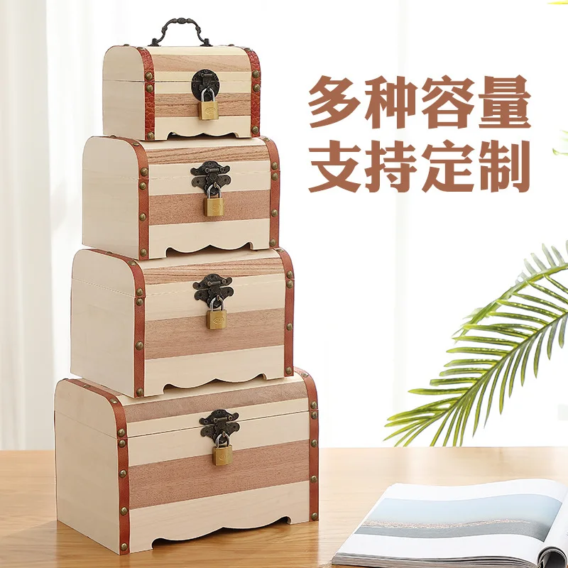 

1 шт. деревянная копилка, сейф, коробка для денег, винтажная Копилка ручной работы с резьбой по дереву, Детская копилка для хранения денег и м...